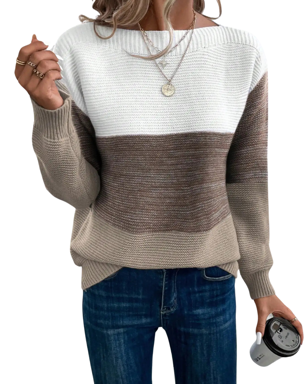 Ladies Knit Sweater with Stand-Up Collar Jully in warm design 3