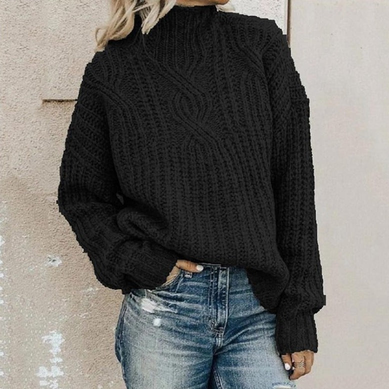 Ladies Comfortable Knitted Sweater with Stand-Up Collar Jully 2