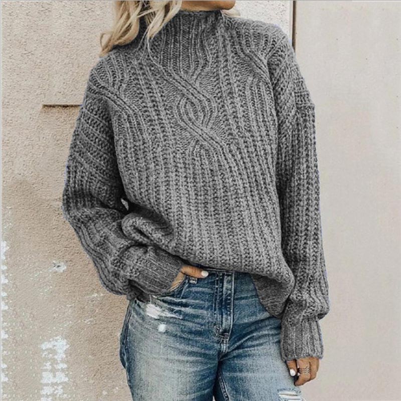 Ladies Comfortable Knitted Sweater with Stand-Up Collar Jully 4