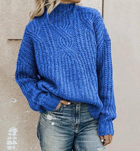 Ladies Comfortable Knitted Sweater with Stand-Up Collar Jully 5