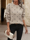 Ladies Long Sleeve Pullover with Dots in Comfortable style.