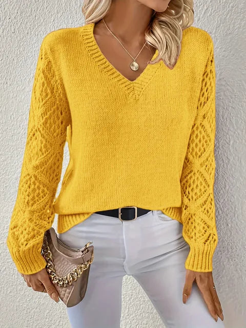 Elegant long sleeve V-neck sweater for women in various colors. 18
