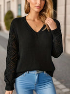 Elegant long sleeve V-neck sweater for women in various colors. 5