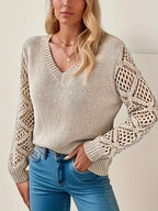 Elegant long sleeve V-neck sweater for women in various colors. 9