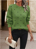 Stylish ladies long sleeve sweater with polka dot design