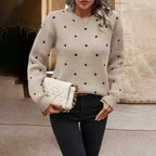 Stylish ladies long sleeve sweater with polka dot design 5