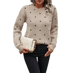 Stylish ladies long sleeve sweater with polka dot design 8