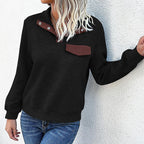 Elegant ladies turtleneck sweater with button details in blue. 4