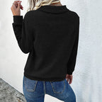 Elegant ladies turtleneck sweater with button details in blue. 5