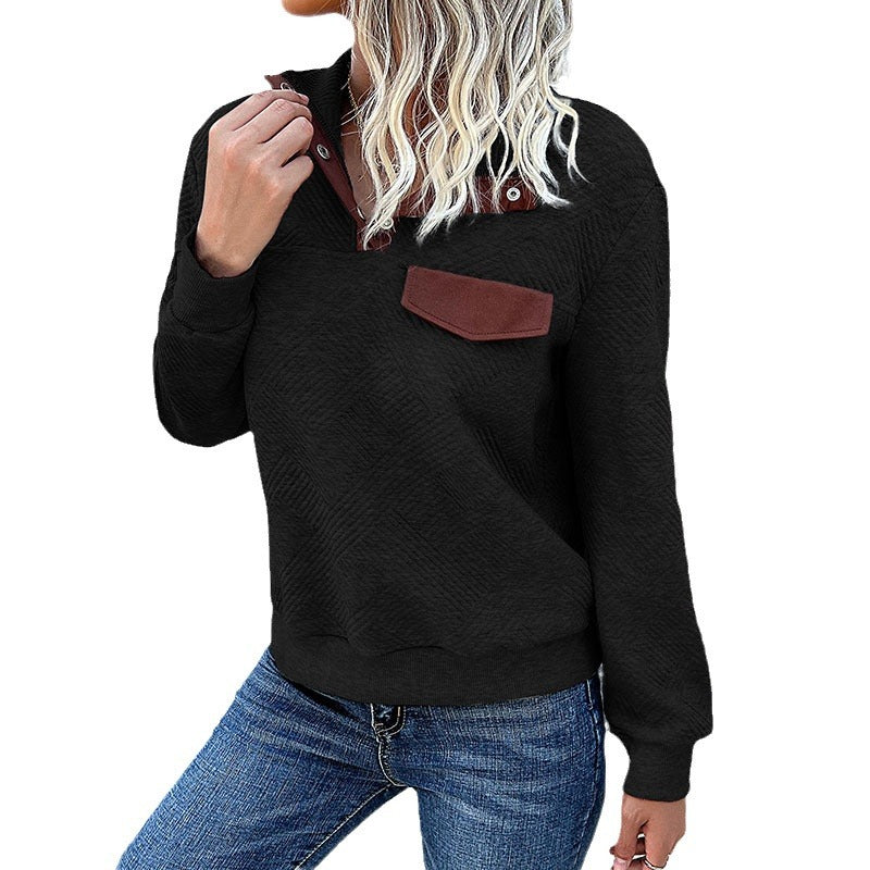Elegant ladies turtleneck sweater with button details in blue. 6