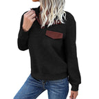 Elegant ladies turtleneck sweater with button details in blue. 6