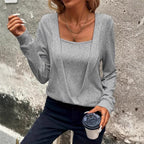 Elegant Ladies V-Neck Long Sleeve Sweater in high-quality knit.