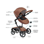 Luxury Stroller with Convertible Seat in Brown 4