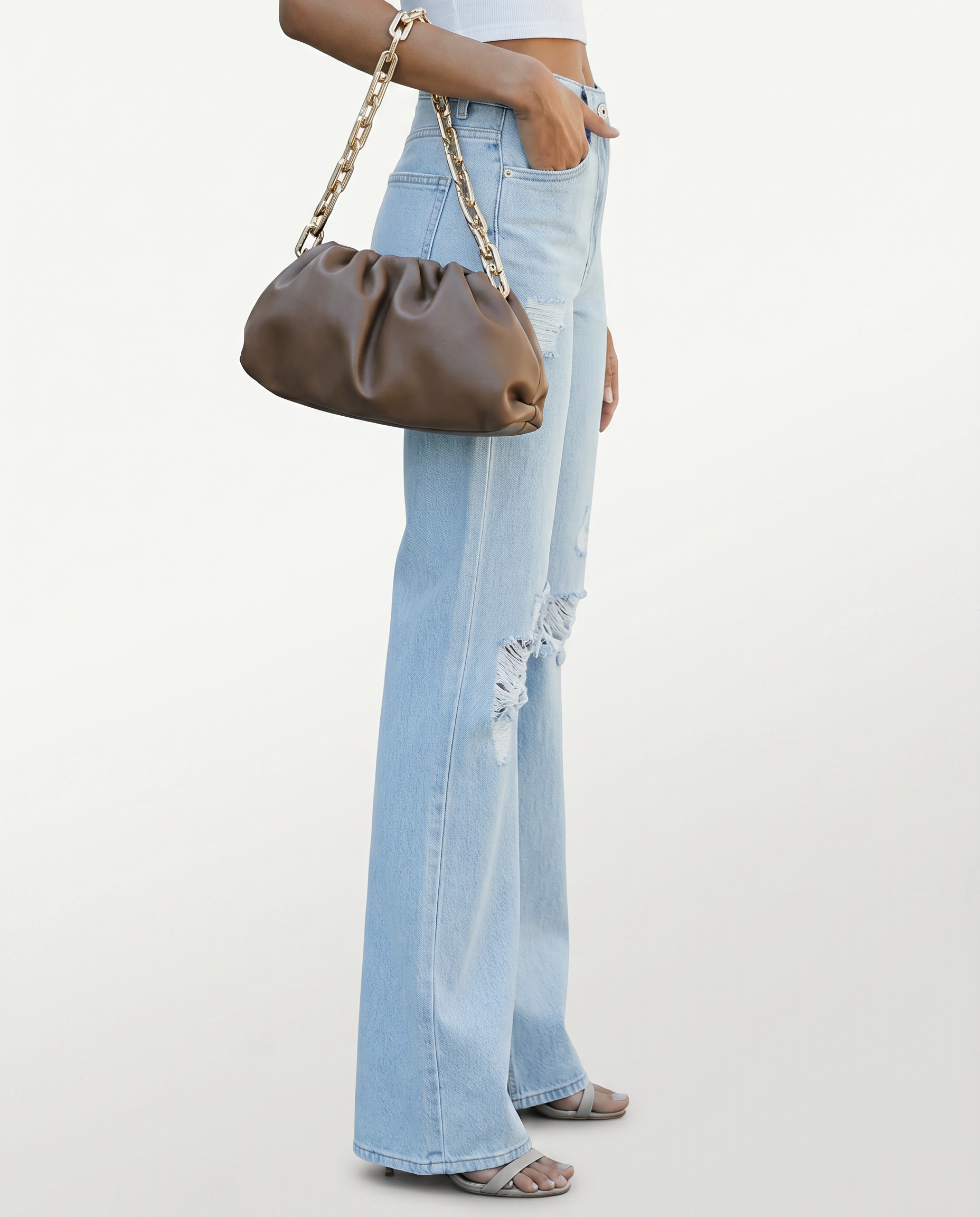Roxie wide jeans with distressed knees for casual wear 3