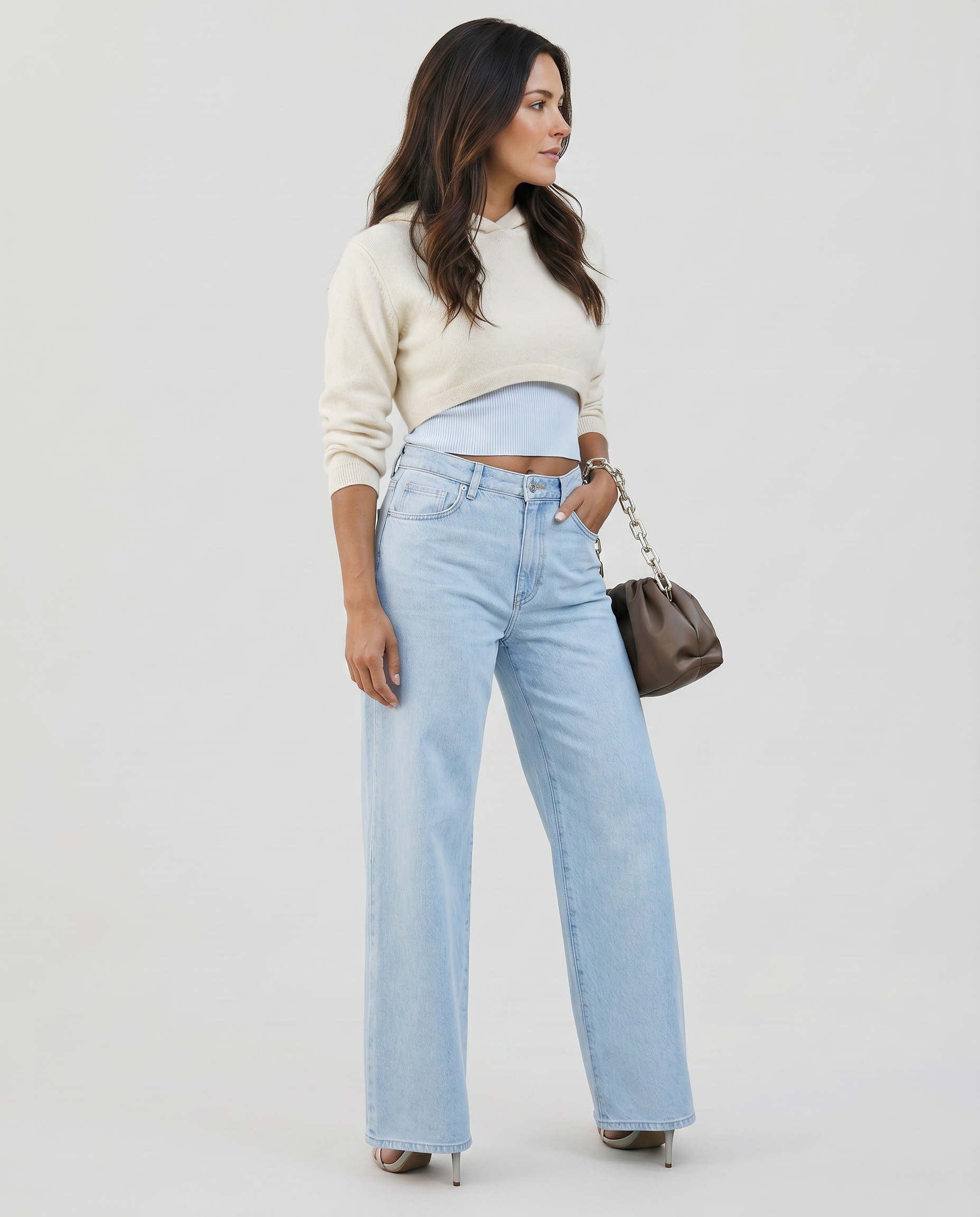 Roxie wide jeans with distressed knees for casual wear 5