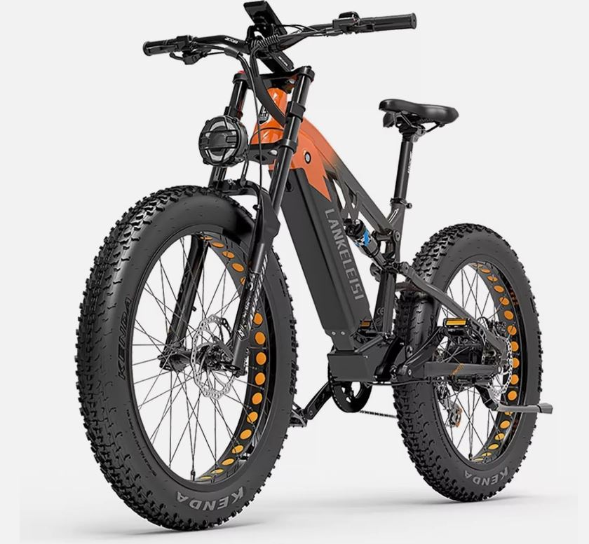 RV800 Electric Bike in black and orange design for urban riding