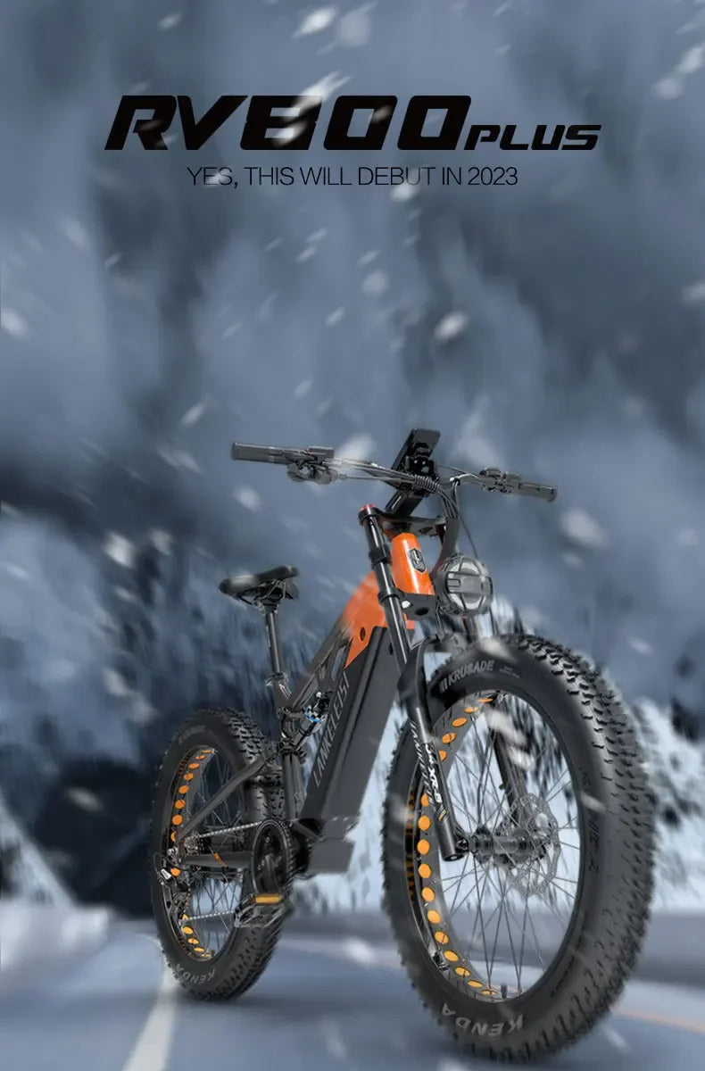 RV800 Electric Bike in black and orange design for urban riding 5