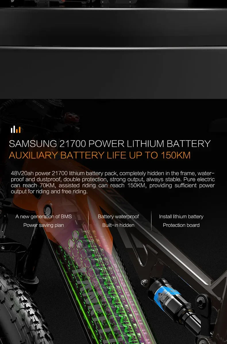RV800 Electric Bike in black and orange design for urban riding 8