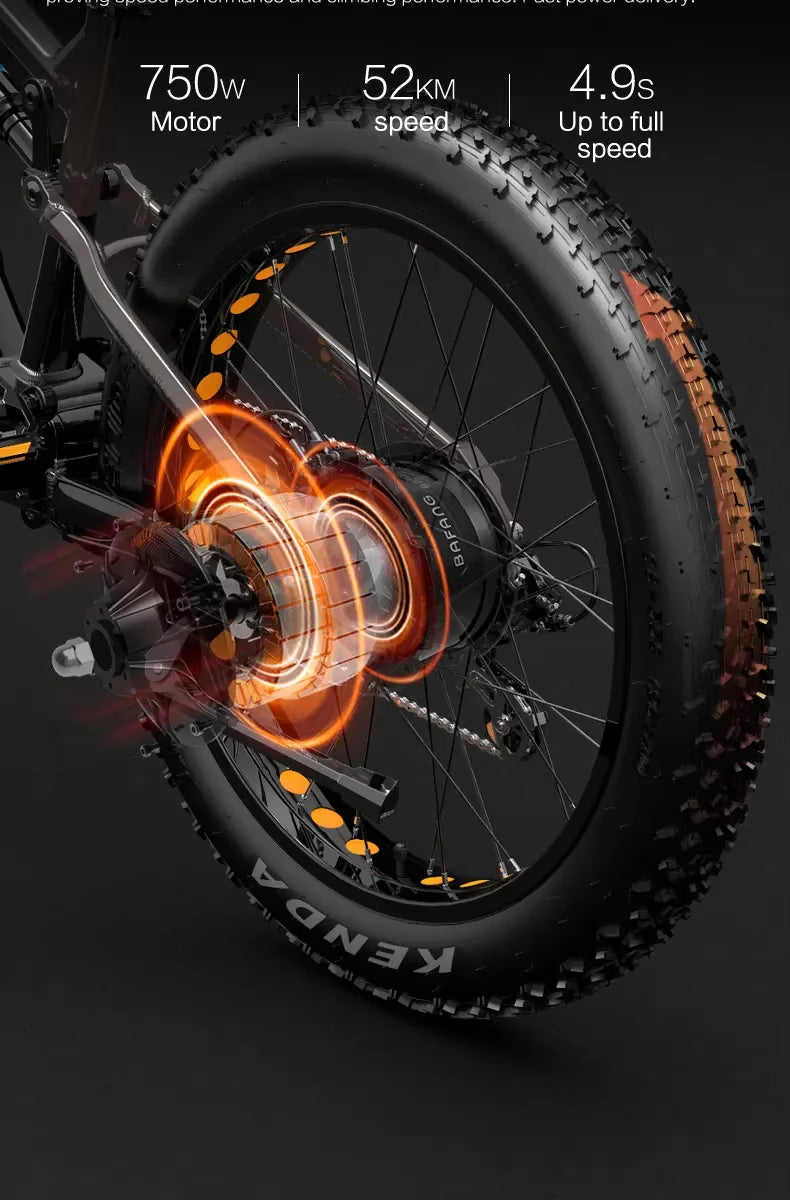 RV800 Electric Bike in black and orange design for urban riding 9
