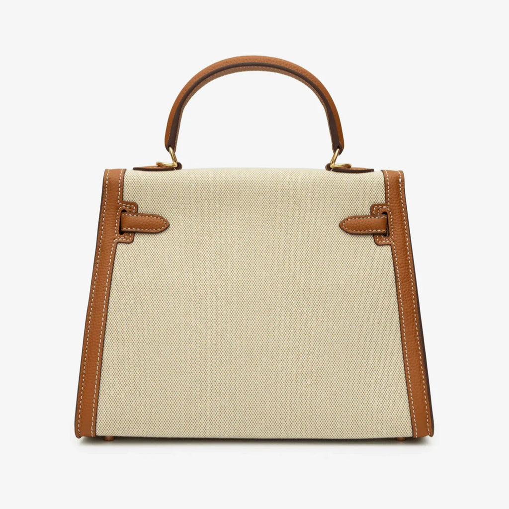 Sola Elegant Handbag with two-tone design and gold-tone hardware. 16