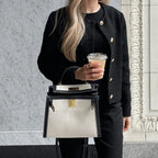 Sola Elegant Handbag with two-tone design and gold-tone hardware. 5