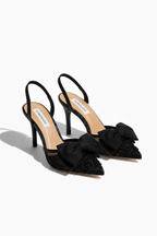 Elegant sparkling transparent muse bow slingback heels for women. 3