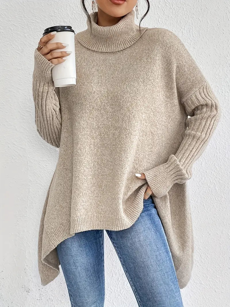 Stylish oversized turtleneck sweater with ribbed collar 12