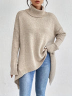 Stylish oversized turtleneck sweater with ribbed collar 2