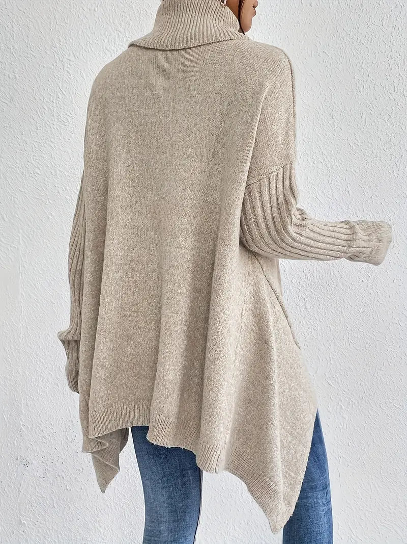 Stylish oversized turtleneck sweater with ribbed collar 5