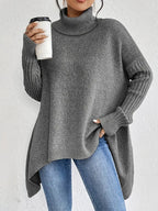 Stylish oversized turtleneck sweater with ribbed collar 7