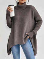 Stylish oversized turtleneck sweater with ribbed collar 8