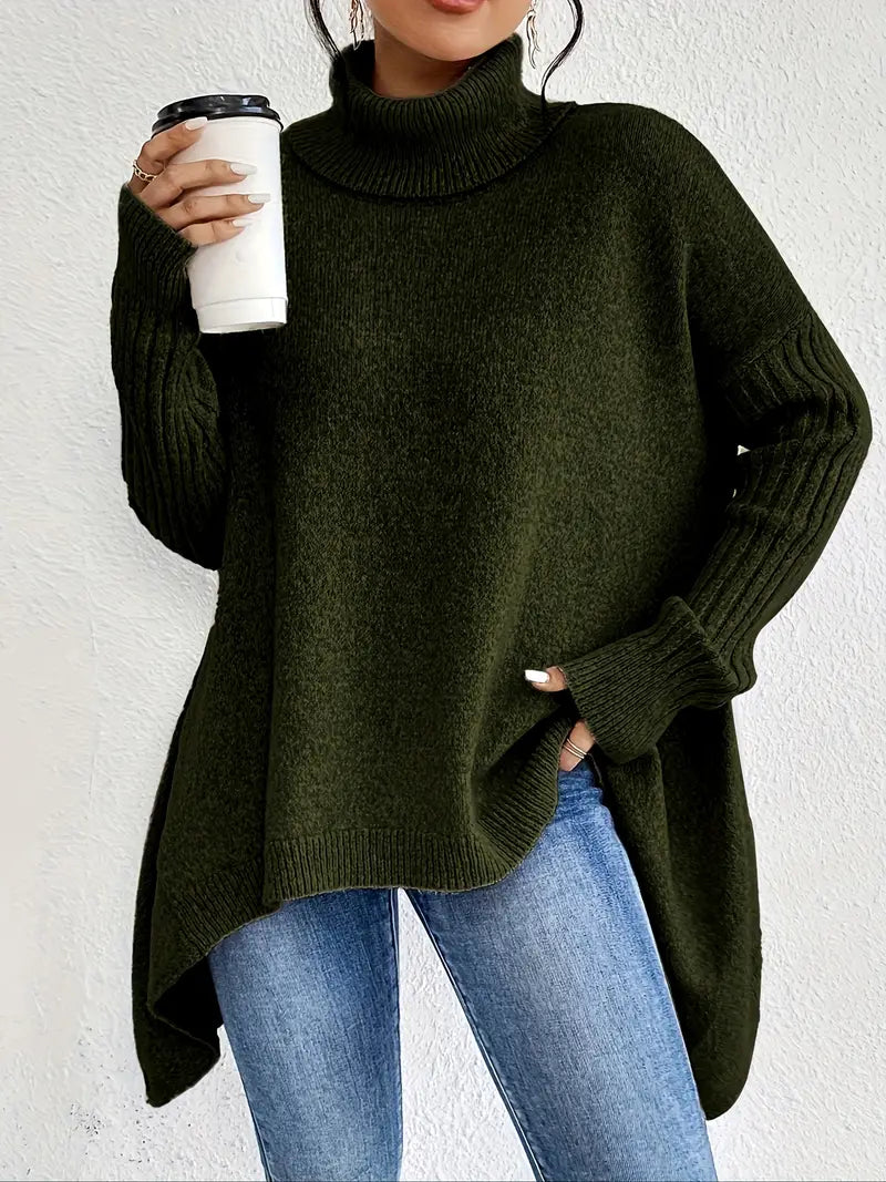 Stylish oversized turtleneck sweater with ribbed collar 9
