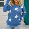 Stylish women's sweater with star pattern in blue color.