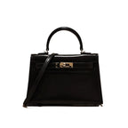 Vanessa Elegant mini handbag in burgundy and black leather. 10