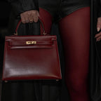 Vanessa Elegant mini handbag in burgundy and black leather. 8
