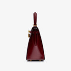 Elegant mini handbag made of genuine leather in burgundy and black. 14