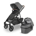 Stroller with Bassinet and Adjustable Canopy in Gray