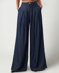 Stylish wide jeans for women in navy blue denim.