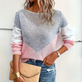 Elegant women's loose fit cotton sweater in gray.