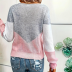 Elegant women's loose fit cotton sweater in gray. 2