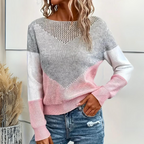 Elegant women's loose fit cotton sweater in gray. 3