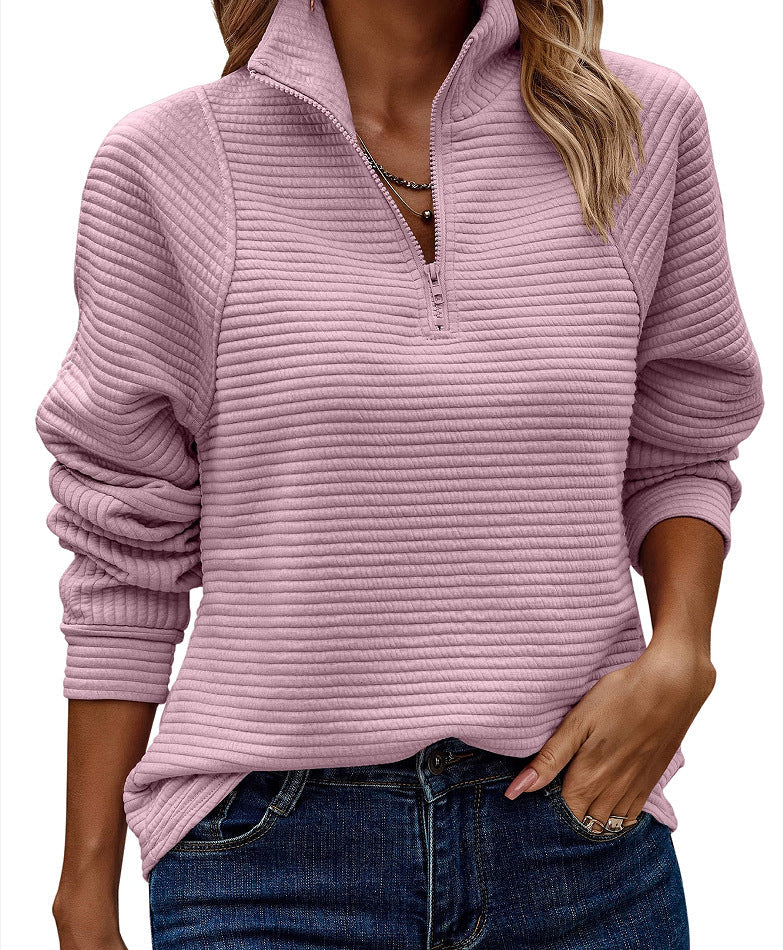 Women's Comfortable Fleece Pullover with Zipper Collar Jully 4