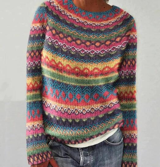 Women's Comfortable Knitted Sweater with Round Neck 3