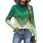 Elegant women's long sleeve knitted sweater with high collar in soft yarn. 6