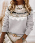Cozy women's knitted sweater with Nordic pattern, perfect for any occasion.
