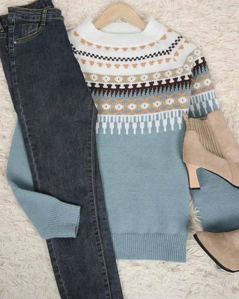 Cozy women's knitted sweater with Nordic pattern, perfect for any occasion. 6