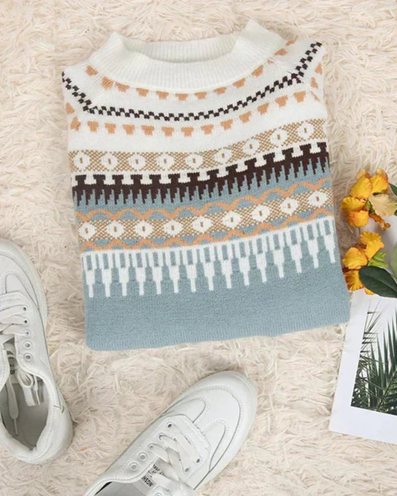 Cozy women's knitted sweater with Nordic pattern, perfect for any occasion. 7