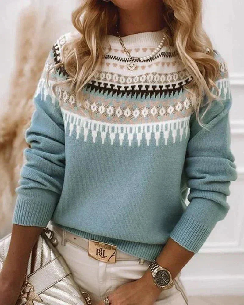 Cozy women's knitted sweater with Nordic pattern, perfect for any occasion. 8
