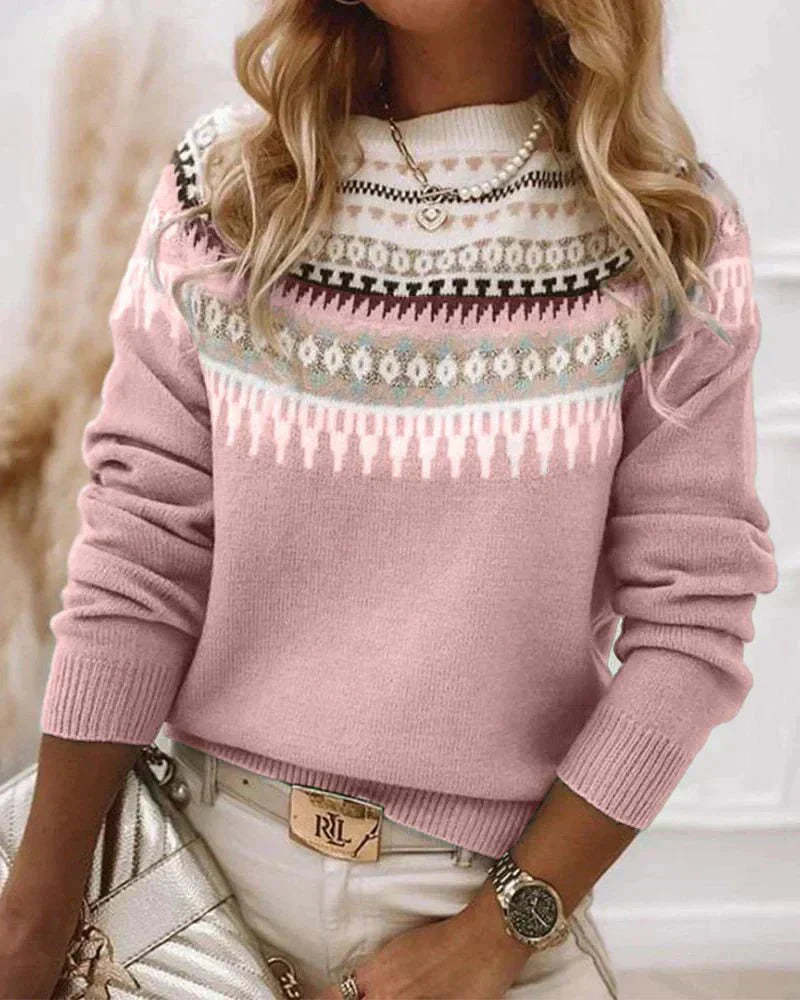 Cozy women's knitted sweater with Nordic pattern, perfect for any occasion. 9