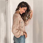 Women's Lightweight Oversized Sweater in Pink and Beige 3
